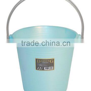 Colorful plastic water bucket with handle (12L/15L)