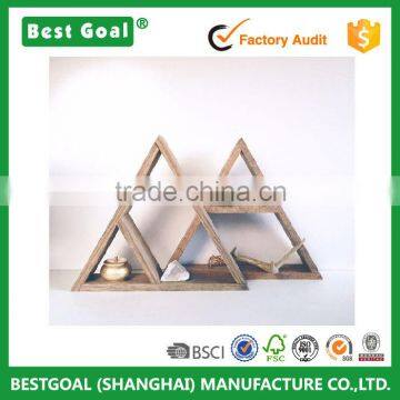 Modern Hand Stained Triangle Home Decor Storage Wood Shelf