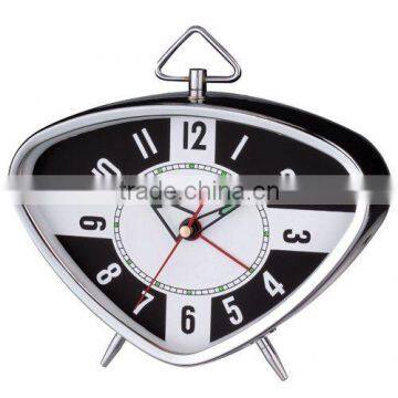 triangle shape metal case mechanical alarm clock