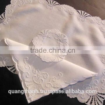 Hand Hemstitched Napkin, Embroidered Napkin, Embroidery Napkin, White Cotton Napkin, 100% Cotton Napkin