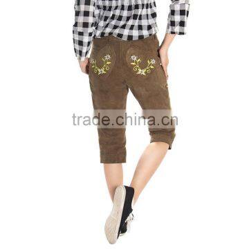 Bavarian LEDERHOSEN Goat Suede Leather Pants Oktoberfest DARK GREEN Size W24-W32 photo-3