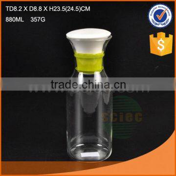 Hot Selling 800ml Clear Glass Water Kettle With Stopper Lid