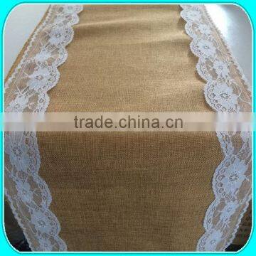 Burlap Table Runner With Lace Edge photo-2
