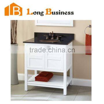 LB-LX2212 Solid Wood floor Mounted white lacquer bathroom vanity