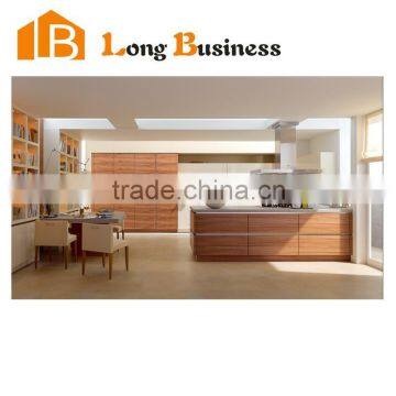 LB-JX1083 Different wood pattern veneer kitchen cabinet with island