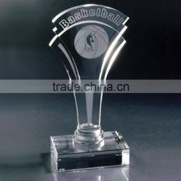 Wholesale customized shape crystal basketball trophy plaque for glass sports awards