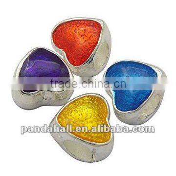 Alloy European Beads, with Enamel, Heart, Charms Jewellery Making(MPDL-Q140-M)