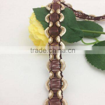 custom twisted weaving galloon brown braid lace