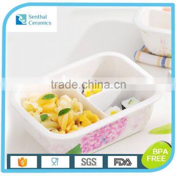 2016 new 3 compartment ceramic lunch box