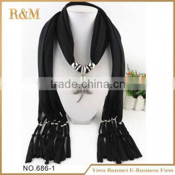 Latest product originality scarf necklaces with beads for 2016