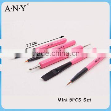 ANY Cheap Mini Wood Handle Functional Nail Brush Set with 5PCS