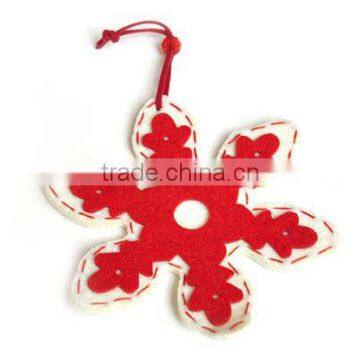 Woolen polyester felt Christmas tree hanger in shape of snow Forever felt Xmas tree hanger