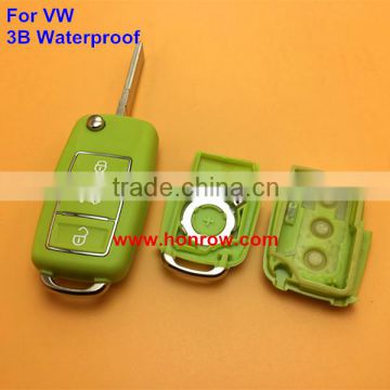 Hot sale products --VW 3 button waterproof remote key blank with green color