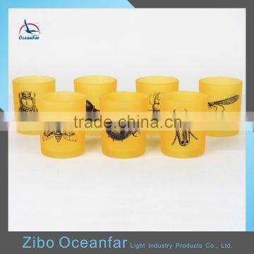 Hot Selling Colored Glass Candle Holder Insect Theme Tealight Glass Holder