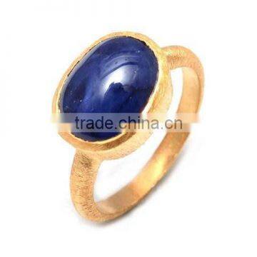 The Gopali Jewellers Dyed Sapphire Natural Gemstones Ring 925 Sold Sterling Silver Ring Designer Prong Ring