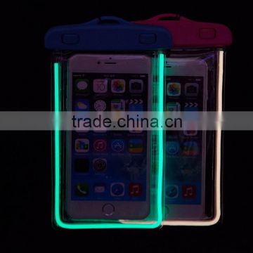 Luminous Noctilucent universal phone waterproof pouch Clear View Waterproof Bag for Mobile Phone