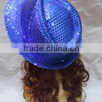 FANCY DRESS COSTUME HAT Sequins Cap Jazz Hat with wig