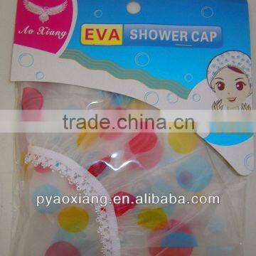 New style adult factory supply red and yellow dots elastic disposable Spa Caps Hair Salon Shower caps for hotel and home,etc.
