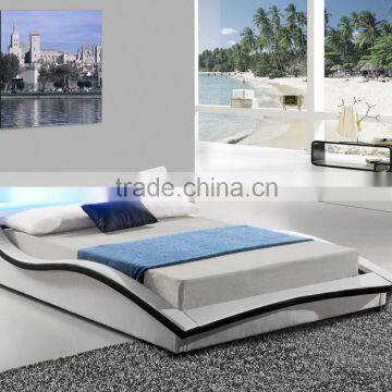 Exclusive Italian Designer Curve PU Leather LED Bed photo-2