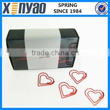 hight quality promotional gifts with paper box custom logo metal red heart shape paper clips