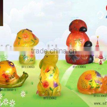 Transparent resin lighted snail, transparent resin cat, transparent resin rabbit