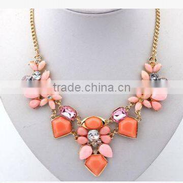 CZ907235 Stylish New Crystal Chunky Statement Bib Pendant Chain Choker Necklace Jewelry