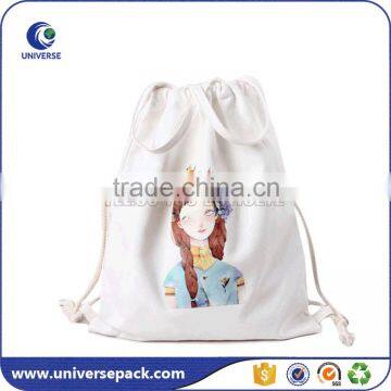 Custom Silk Screen Backpack Cotton Bag With Drawstring photo-3