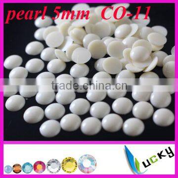 2014 new design korean hotfix pearl epoxy round shape opaque white color