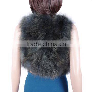 Women Fashion Stylish Raccoon Fur Gilet Raccoon Patch Fur Waistcoat KZ150117 photo-3