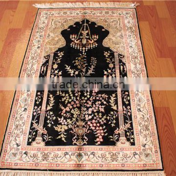 blue color small size handmade silk rug tapestry wall decoration tapestry muslim prayer rug