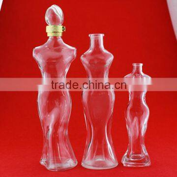 High quality woman shape bottle square vodka bottle glassbottle