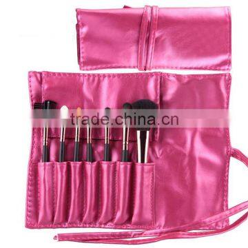 New 7pcs Portable Makeup Brush Set Women Beauty Tools Leather-Like Case 4 Colors Make up Brushes Free Shipping