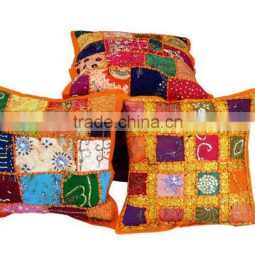 Vintage sari Patchwork ethnic tribal bohemian Throw Pillow Cushion Covers