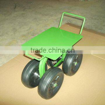 Four plastic wheel Work seat cart