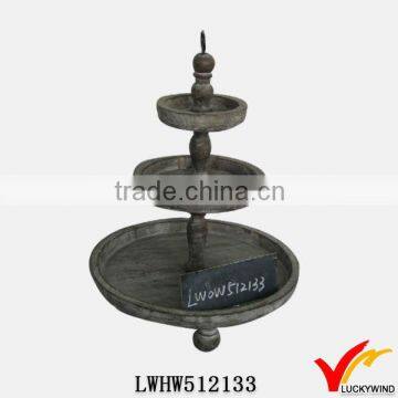 Handmade Round Vintage Tiered Display Wooden Fruit Stand