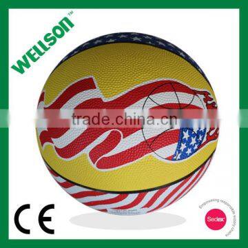 Flag printed natural rubber basketball