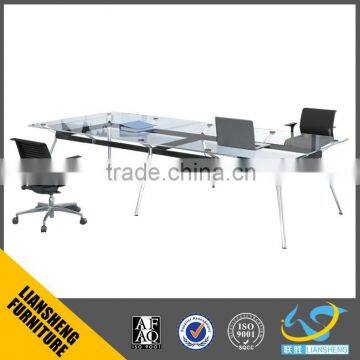 Modern office glass top conference desk/office tempered glass meeting table