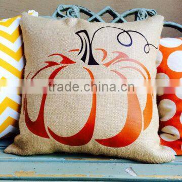 Halloween Fall Pumpkim Burlap Pillow Case