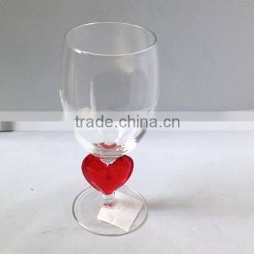 SHOT STEM WINE GLASS WITH HEART DESIGN STEM ,UNIQUE DESIGN