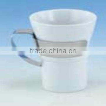 ceramic cup with stainless steel handle