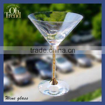 Exclusive Elegant Handmade Customized Silver and Pink Coated Gold Rimed French Moet Glass Cup, Whisky Glass