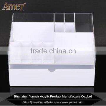 Hot selling white acrylic cosmetic display stand with drawer
