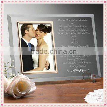 Fancy Invitation Souvenir Glass Engraved Wedding Picture Frame