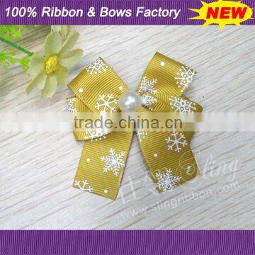 Hot Sales Snowflake Pattern Ribbon Christmas Bow For Decoration