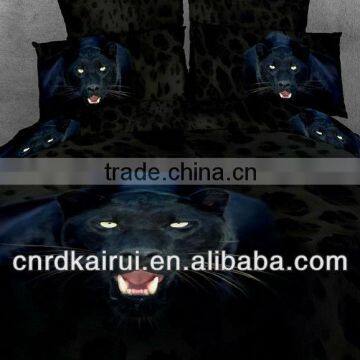 Cool but Cute Lion(leopard) With Black Background Color 3D Printed Bedding Set photo-2