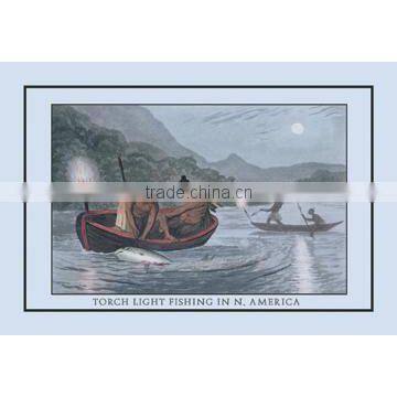 Torch Light Fishing In North America 24x36 Giclee