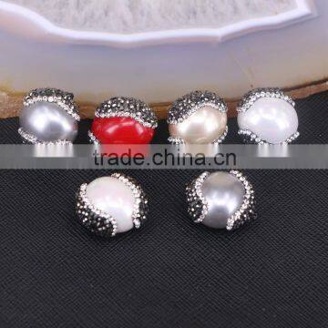 Mix Color Shell Pearl Beads With Crystal Zircon Pearl Gem Druzy Jewelry