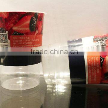 custom logo printed cardboard and plastic combined cups for jelly salad food container