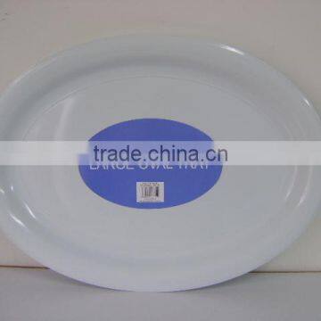 Plastic large oval tray Outdoor platter Serving tray white 52x37cm #TG22580