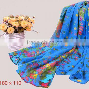 Real silk twill flower printing fashion scarf